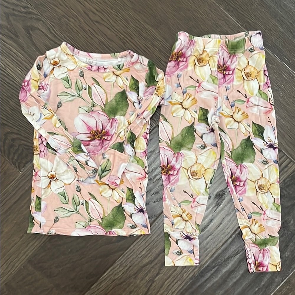 Posh Peanut Pink and Green Floral Pajama Set